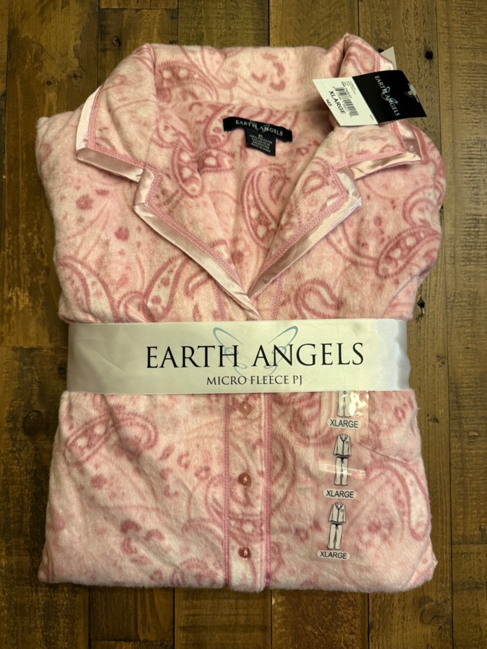 Earth Angels Pink Microfleece Pajama Set Top and Bottom XL
